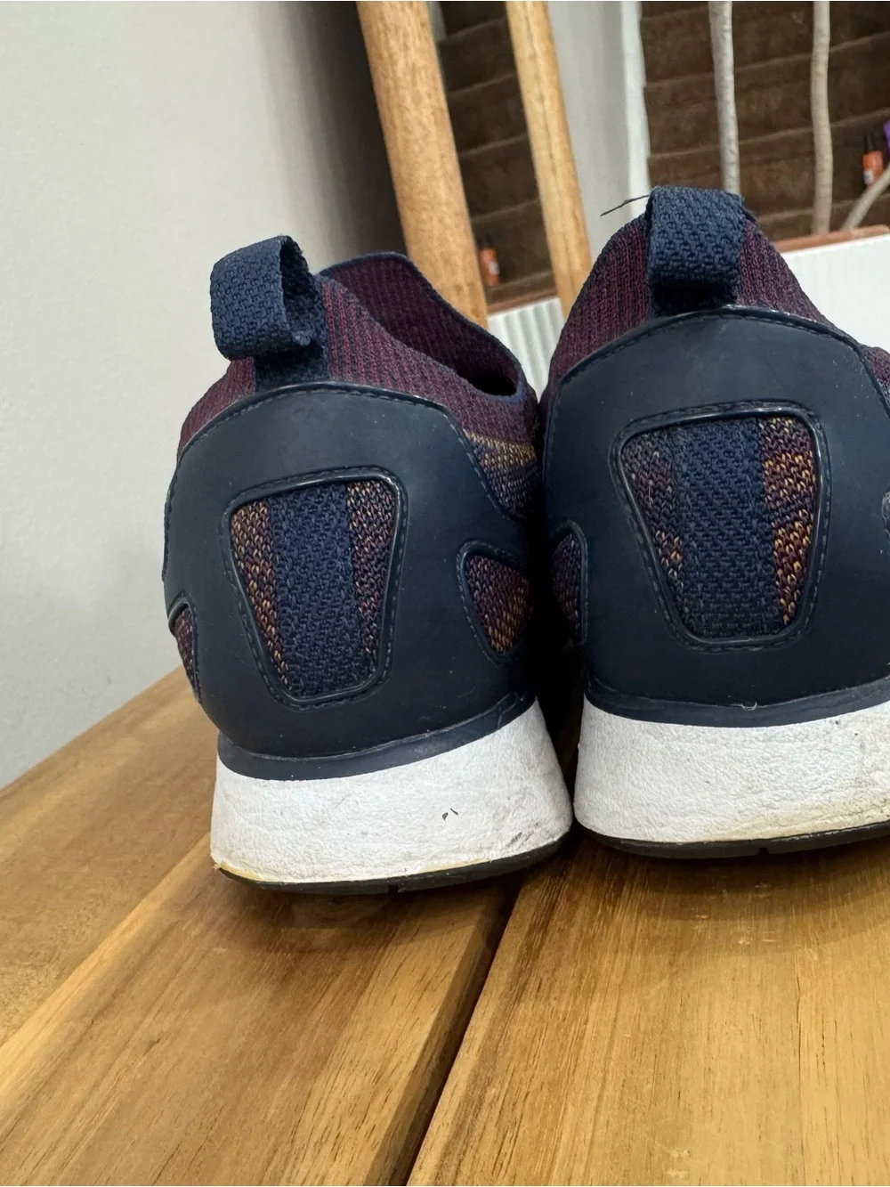 Nike Men's Flyknit Lace-Up Sneakers - Navy/Burgundy/Gold